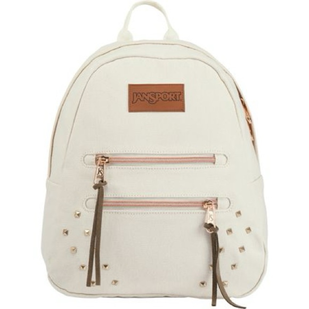 Jansport Cream Backpack with Rose Gold Hardware